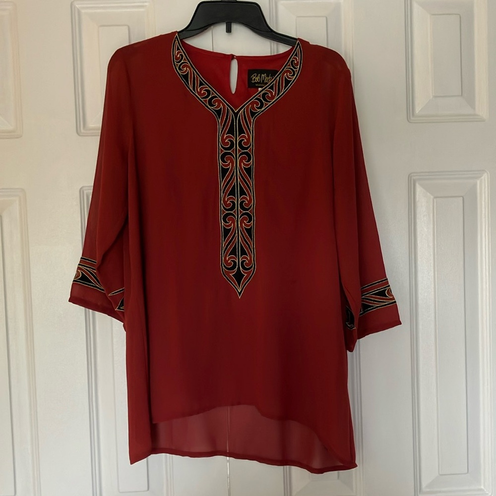 Bob Mackie Wearable Art Amber and Black Tunic Top